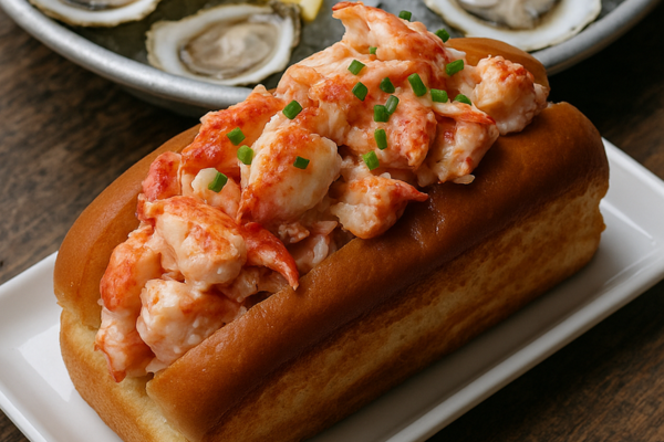 Ostras y sandwich de langosta