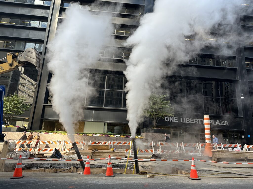 Vapor de agua de las alcantarillas en Nueva York